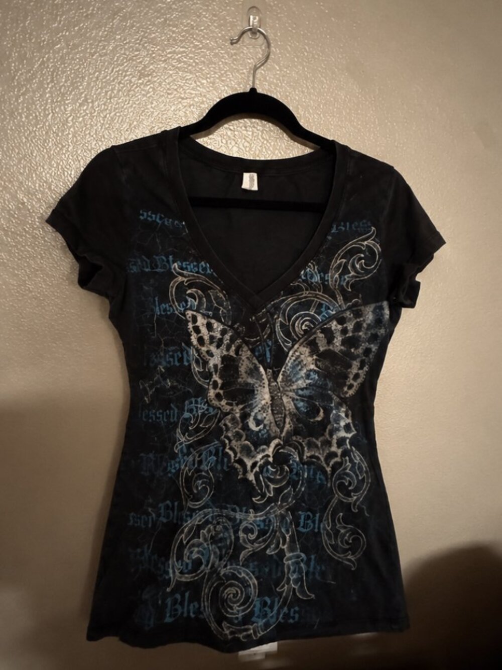 Y2K Vintage Butterfly Graphic V-Neck Tee